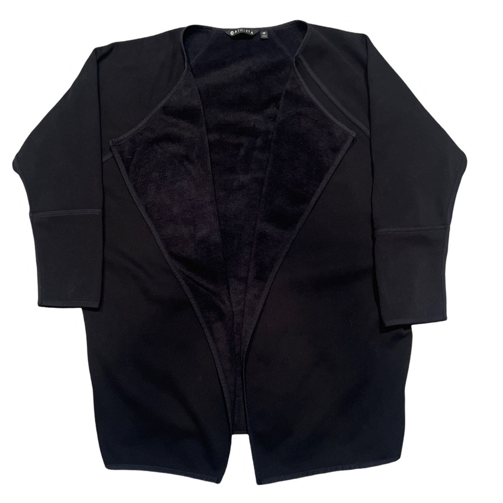 Athleta Cozy Karma Wrap Cardigan Black Fleece XSmall